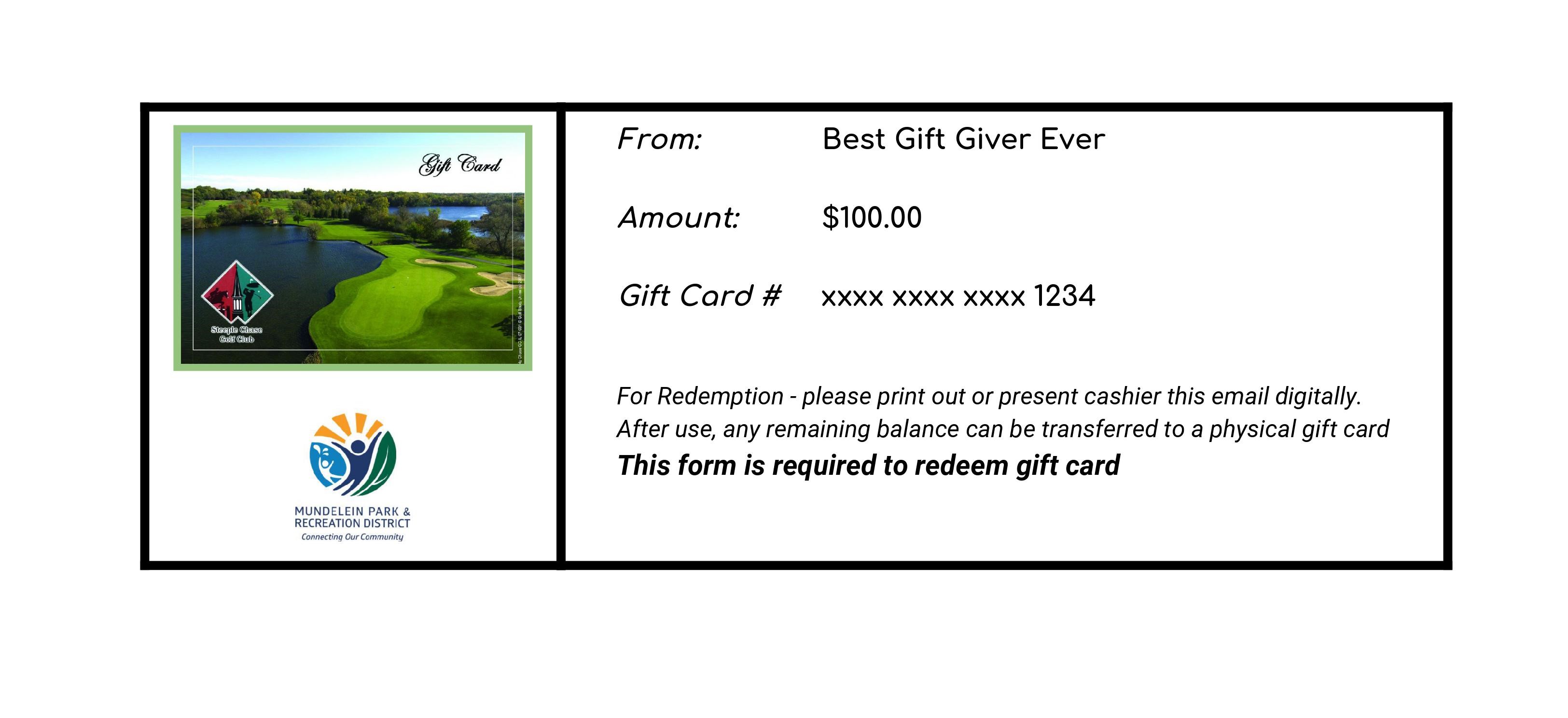 Gift Card Steeple Chase Golf Club